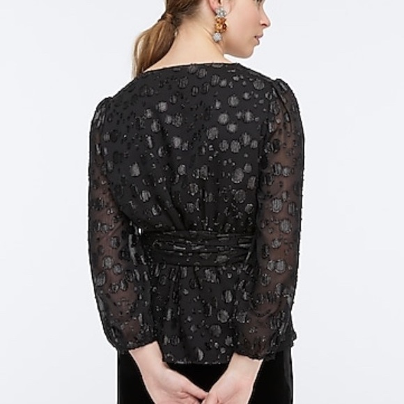 J. Crew Tie-waist V-neck Top Metallic Dot - NWT - Picture 3 of 4